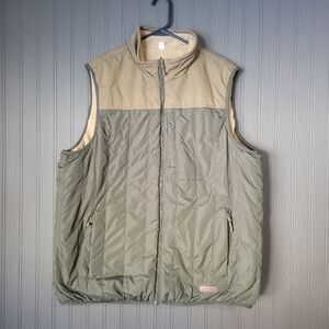 Free Country Reversible Vest Zip Up Sherpa Lined Green/Tan Men's Size XL (46-48)